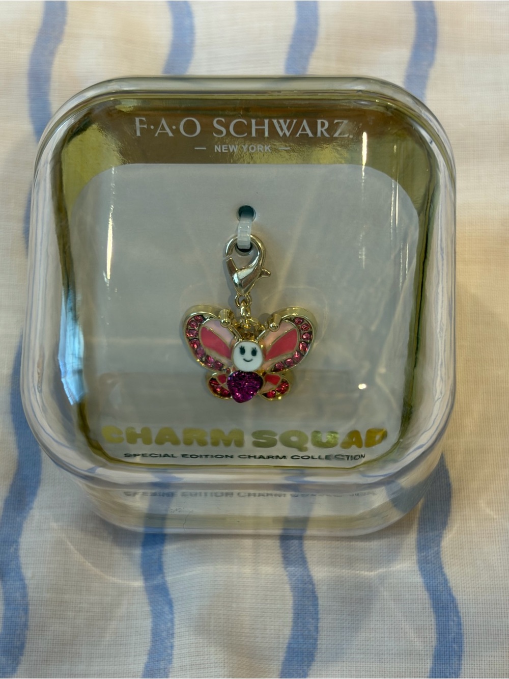 FAO Schwarz Charm Squad Pink & Gold Butterfly Charm with Rhinestones 🦋